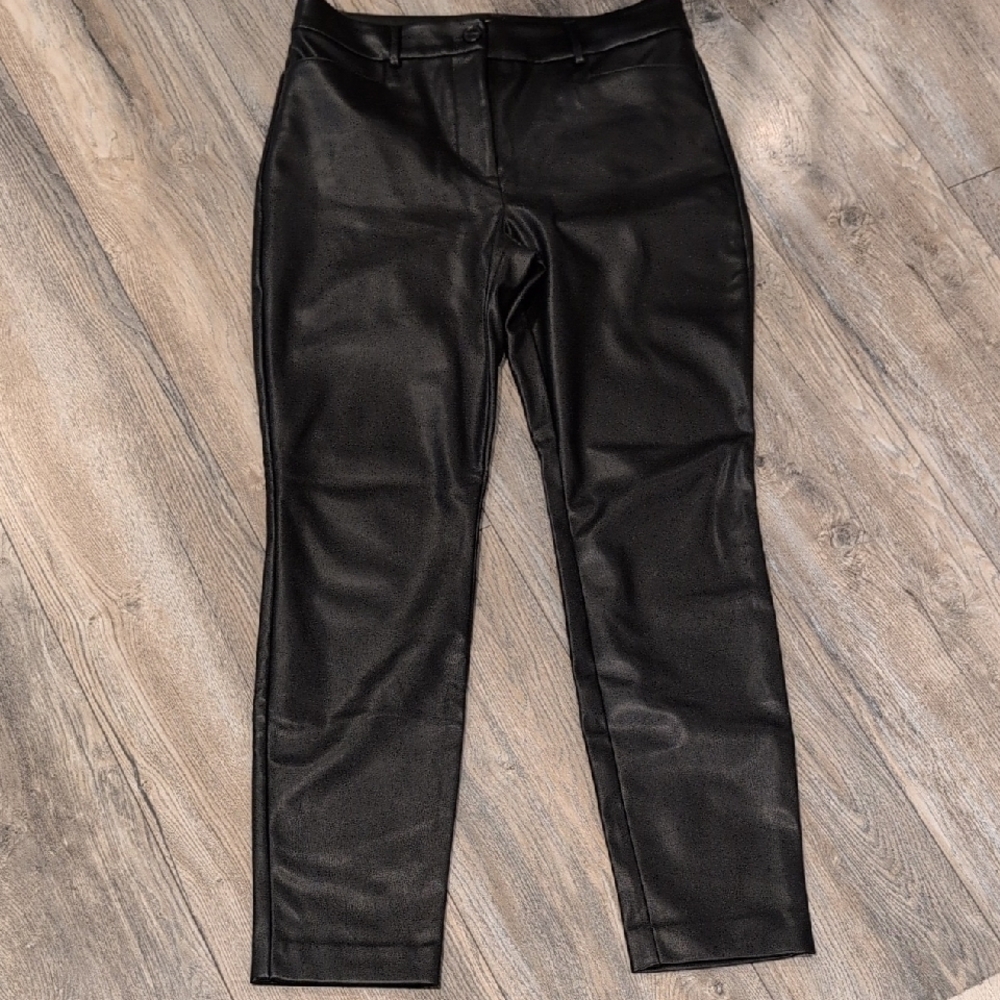 LOFT Black Straight Leg Pants with Glossy Finish